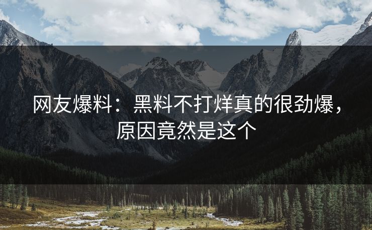 网友爆料：黑料不打烊真的很劲爆，原因竟然是这个  第1张