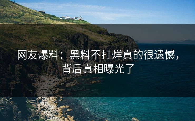 网友爆料：黑料不打烊真的很遗憾，背后真相曝光了