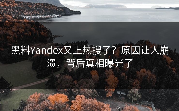黑料Yandex又上热搜了？原因让人崩溃，背后真相曝光了
