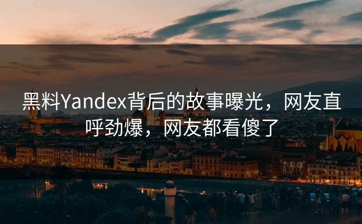 黑料Yandex背后的故事曝光，网友直呼劲爆，网友都看傻了