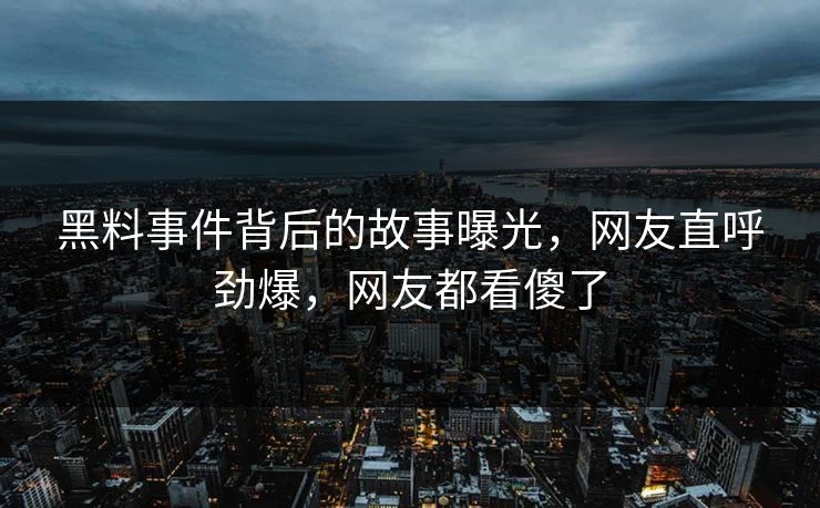 黑料事件背后的故事曝光，网友直呼劲爆，网友都看傻了  第1张