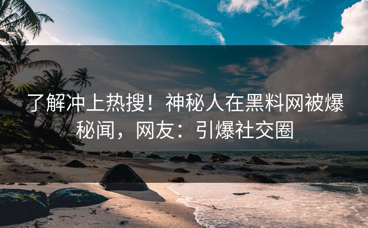 了解冲上热搜！神秘人在黑料网被爆秘闻，网友：引爆社交圈  第1张