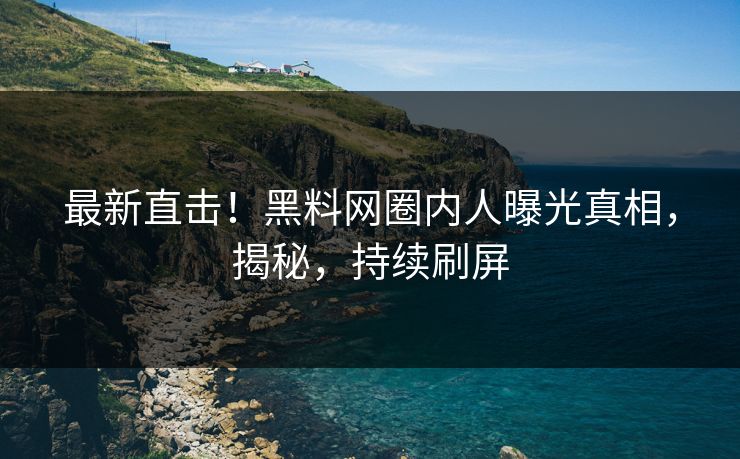 最新直击！黑料网圈内人曝光真相，揭秘，持续刷屏