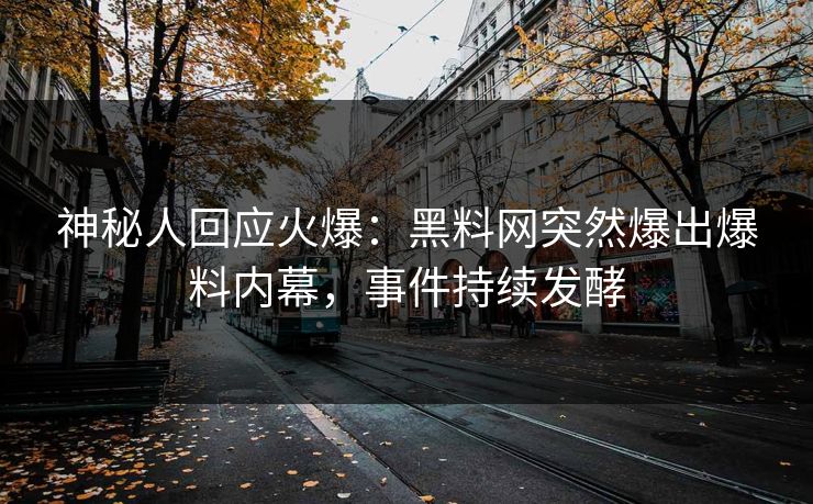 神秘人回应火爆：黑料网突然爆出爆料内幕，事件持续发酵