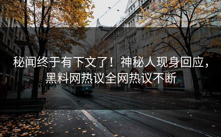秘闻终于有下文了！神秘人现身回应，黑料网热议全网热议不断  第1张