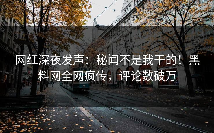 网红深夜发声：秘闻不是我干的！黑料网全网疯传，评论数破万