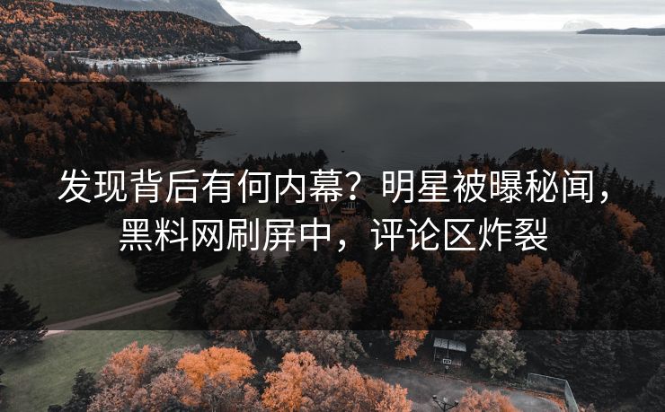 发现背后有何内幕？明星被曝秘闻，黑料网刷屏中，评论区炸裂  第1张
