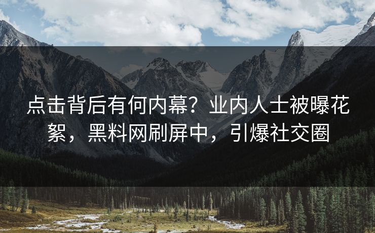 点击背后有何内幕？业内人士被曝花絮，黑料网刷屏中，引爆社交圈