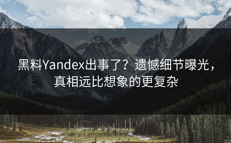 黑料Yandex出事了？遗憾细节曝光，真相远比想象的更复杂
