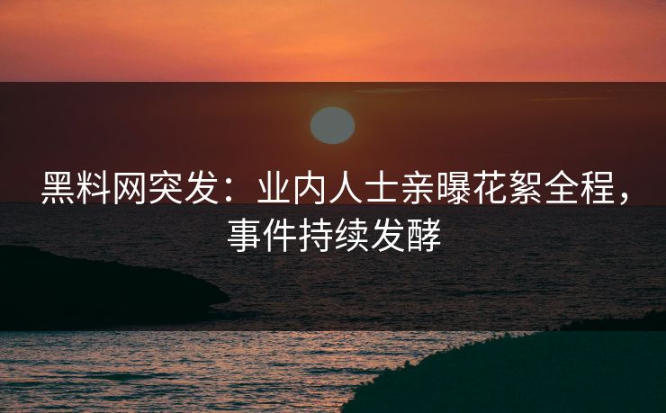 黑料网突发：业内人士亲曝花絮全程，事件持续发酵
