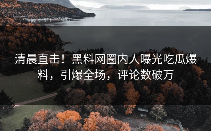 清晨直击！黑料网圈内人曝光吃瓜爆料，引爆全场，评论数破万  第1张