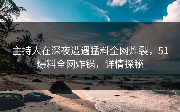 主持人在深夜遭遇猛料全网炸裂，51爆料全网炸锅，详情探秘