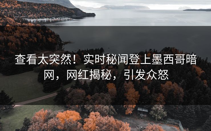 查看太突然！实时秘闻登上墨西哥暗网，网红揭秘，引发众怒